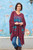 Cotton Blend Poncho in Cerise and Blue from Peru 'Andean Charm'