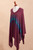 Cotton Blend Poncho in Cerise and Blue from Peru 'Andean Charm'