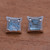 Square Blue Topaz Stud Earrings Crafted in Bali 'Elegance of Squares'