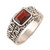 Men's Garnet and Sterling Silver Single-Stone Ring 'Majestic Strength'