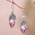 Floral Pink Cultured Pearl Dangle Earrings from Bali 'Ripe Fruit'