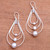 Drop-Shaped Sterling Silver Dangle Earrings from Bali 'Droplet Orbits'