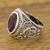 Om-Themed Amethyst Single-Stone Ring from India 'Om Glitter'