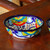 Mexican Talavera Style Ceramic Snack or Serving Bowls Pair 'Raining Flowers'