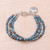 Om Symbol Beaded Bracelet with Blue and Brown Jasper 'Tiny Globes'