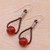 Carnelian and Karen Silver Dangle Earrings with Leather 'Spring Passion'