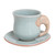 Aqua Celadon Cup and Saucer with Elephant Motif 'Elephant Gaze'