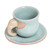 Aqua Celadon Cup and Saucer with Elephant Motif 'Elephant Gaze'