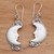 Blue Topaz and Bone Moon Earrings 'Sleepy Crescent Moon'