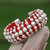 Stunning 950 Silver Beaded Red Cord Bracelet 'Red Karen'