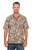 Men's Short Sleeved Brown Cotton Batik Shirt from Bali 'Brown Leaf Shadows'