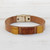 Brown and Yellow Glass and Leather Wristband Bracelet 'Vintage Style'