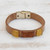 Brown and Yellow Glass and Leather Wristband Bracelet 'Vintage Style'