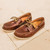 Men's Brown Oiled Leather Boat Shoe 'Deck Days'