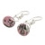 Round Rhodonite Dangle Earrings from Guatemala 'Wheels of Fortune'