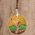 Tree-Themed Glass Pendant Necklace in Yellow from Costa Rica 'Tree of Life at Sunrise'