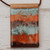 Orange Glass and Leather Pendant Necklace from Brazil 'Waves of Fire'