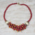 Red Recycled Glass and Wood Beaded Pendant Necklace 'Nuku Beads'