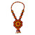 Ceramic Beaded Pendant Necklace in Fiery Hues from Mexico 'Fiery Geometry'