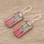 Cultural Hand-Painted Wood Dangle Earrings from Guatemala 'San Juan La Laguna'