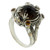 Smoky Quartz Sterling Silver Ring with Gold Accents 'Tropical Frogs'