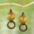 Sese Wood Bead Dangle Earrings on Brass Hooks from Ghana 'My Pleasure'