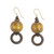 Sese Wood Bead Dangle Earrings on Brass Hooks from Ghana 'My Pleasure'