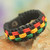 Black Cord Handrafted Men's Colorful Wristband Bracelet 'Black Forest Paths'
