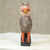 African Hand Carved Rustic Owl Wood Sculpture 'Owl Courier'