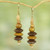 Wood and Clay Dangle Earrings Brass Hooks from Ghana 'Norvi Pair'