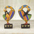 Two Wood and Recycled Glass Adinkra Sankofa Bird Sculptures 'Colorful Sankofa'