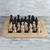 Leather Chess Set in Beige and Black from Ghana 'Regal Battle'