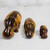 Hand-Carved Teakwood Hippo Figurines from Ghana Set of 3 'Family of Hippos'