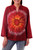 Women's Handcrafted Red Cotton Batik Tunic 'Red Flower Power'
