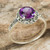 Amethyst and Marcasite Sterling Silver Ring Artisan Jewelry 'Contemporary Belle'