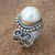 White Mabe Pearl Cocktail Ring in Sterling Silver Setting 'Purely White'