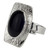 Womens Obsidian and 950 Silver Cocktail Ring from Mexico 'Mysterious Abyss'