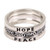 3 Sterling Silver Hope and Peace Stacking Rings Bali 'Hope for Peace'