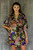 Multicolored Floral Rayon Robe in Rosewood from Indonesia 'Jungle Groove'