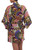 Multicolored Floral Rayon Robe in Rosewood from Indonesia 'Jungle Groove'