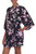 Floral Rayon Robe in Black and Fuchsia from Indonesia 'Spring Cherry Blossom'