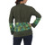 Long Sleeved Green Blouse with Hand Painted Batik Pattern 'Olive Branch'