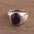 Handmade Amethyst and Sterling Silver Domed Ring 'Suave'