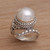 Handmade 925 Sterling Silver Cultured Pearl Snake Ring 'Coiled Asp'