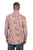 Men's Brick Red on Pale Yellow Print Rayon Long Sleeve Shirt 'Parang Style'