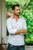 Men's Geometric Button-Up Shirt from Bali 'Pastel Blue Geometry'