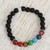 Agate and Tiger's Eye Chakra Bracelet in Black from Mexico 'Seven Chakras in Black'