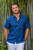 Men's Block-Printed Indigo Cotton Shirt from India 'Indigo Joy'
