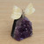 Gemstone Butterfly Sculpture in Honey Calcite and Amethyst 'Honeyed Butterfly'