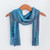 Handwoven Rayon Wrap Scarf in Blue from Guatemala 'Smooth Breeze in Blue'